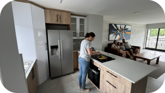 Modern kitchen in 3 bedroom duplex for sale near Montana